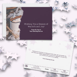 Chic Purple & White Christmas Spirit Business Holiday Card