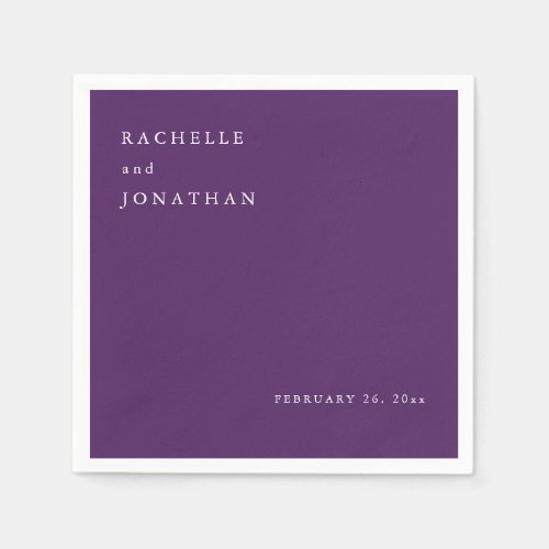 Chic Purple White Simple Wedding Napkins