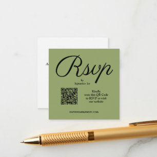 Chic QR Code Green Wedding Enclosure Card