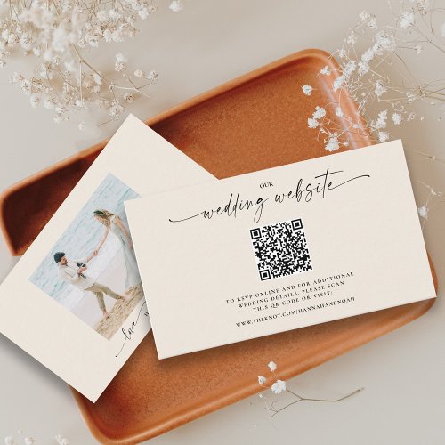 Chic QR Code Wedding Website Photo Enclosure Card