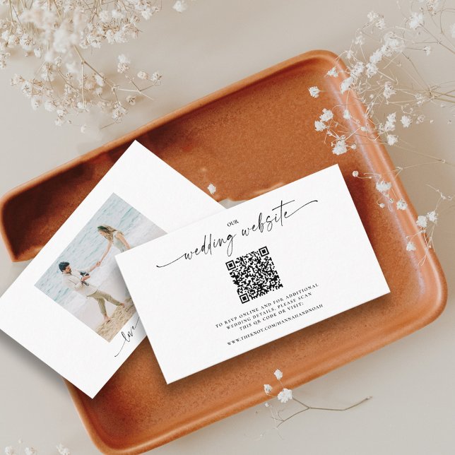 Chic QR Code Wedding Website Photo Enclosure Card (Creator Uploaded)
