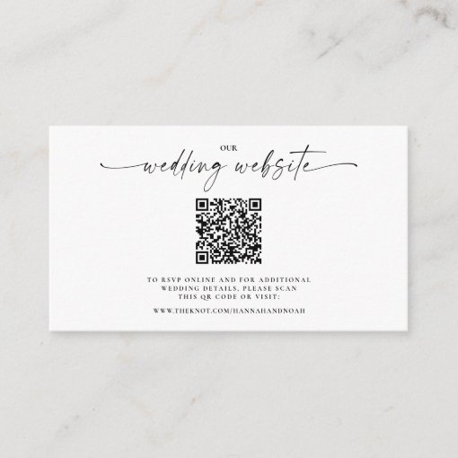 Chic QR Code Wedding Website Photo Enclosure Card | Zazzle