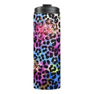 *~* Chic QR Glitter Animal Leopard Spots Blue Thermal Tumbler