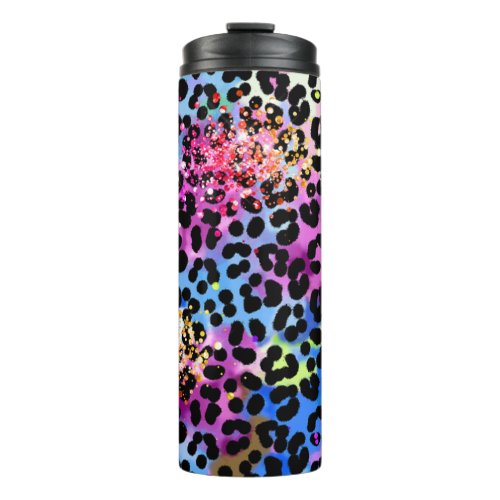  Chic QR Glitter Animal Leopard Spots Blue Thermal Tumbler