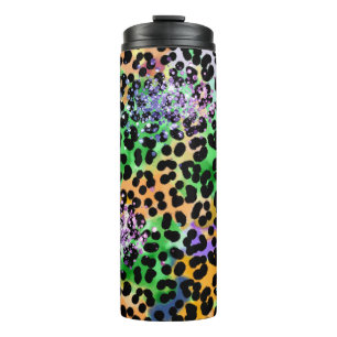 *~* Chic QR Glitter Animal Leopard Spots Peach Thermal Tumbler