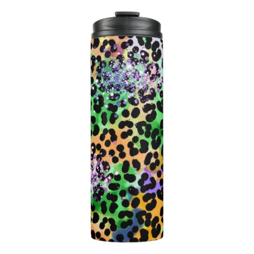 *~* Chic QR Glitter Animal Leopard Spots Peach Thermal Tumbler