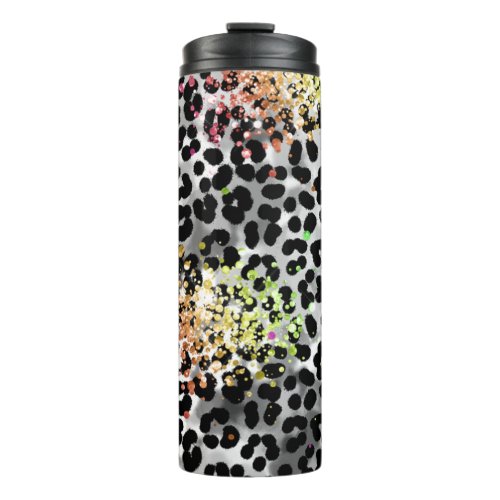 *~* Chic QR Peach Glitter Animal Leopard Spots  Thermal Tumbler
