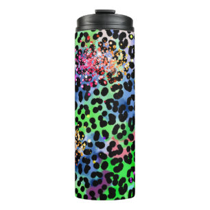 *~* Chic QR Rainbow Glitter Animal Leopard Spots Thermal Tumbler