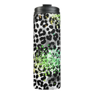*~* Chic QR Rainbow Glitter Animal Leopard Spots Thermal Tumbler