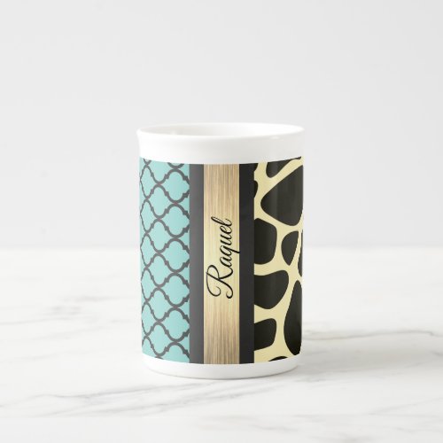 Chic Quartrefoil Giraffe Print  Bone China Mug