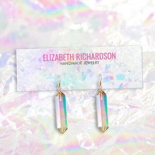 Chic Quartz Crystal Rainbow Earring Jewelry Holder Mini Business Card