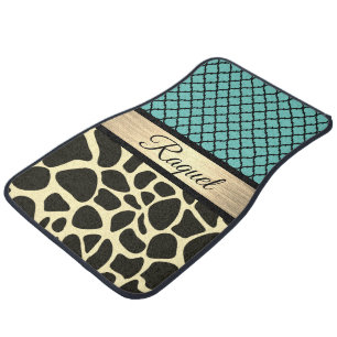 Chic Quatrefoil Giraffe Print Car Floor Mat