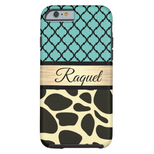 Chic Quatrefoil Giraffe Print     Tough iPhone 6 Case