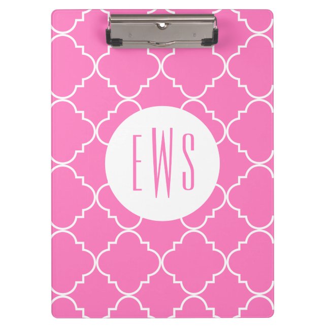 Chic Quatrefoil Monogram Clipboard (Front)