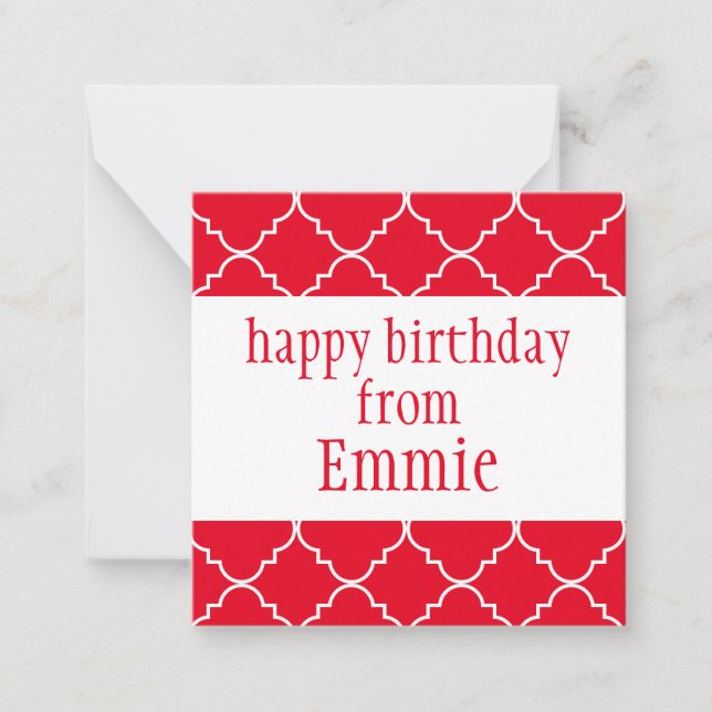 Chic Quatrefoil Personalized Gift Enclosure Cards (Front)