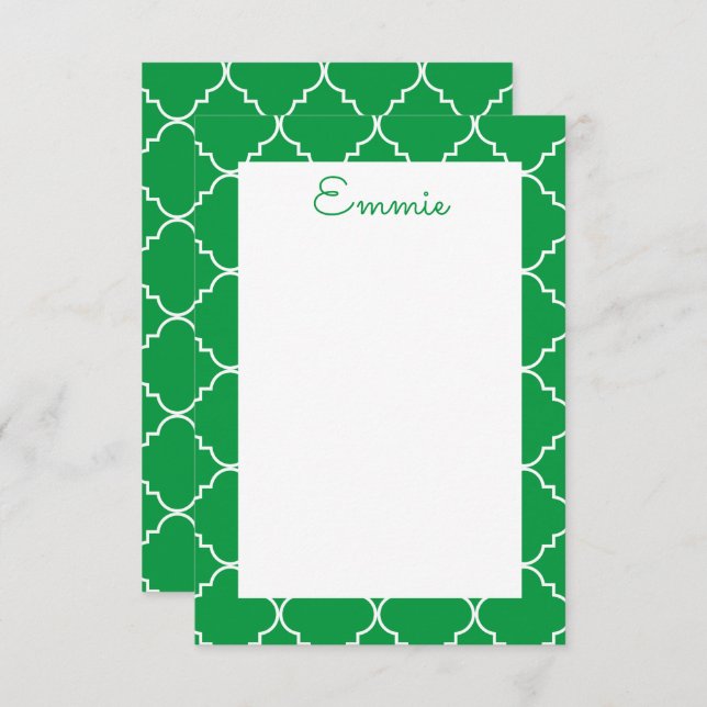 Chic Quatrefoil Personalized Note Cards (Front/Back)
