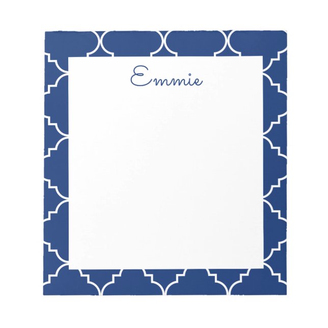 Chic Quatrefoil Personalized Notepad (Front)