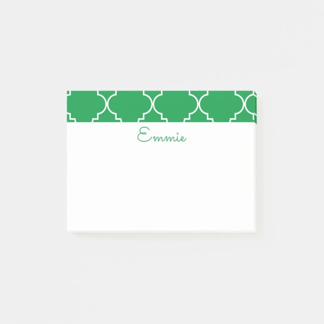 Chic Quatrefoil Personalized Post-It Notepad (Front)