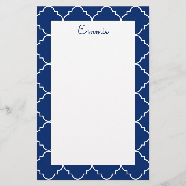 Chic Quatrefoil Personalized Stationery (Front)