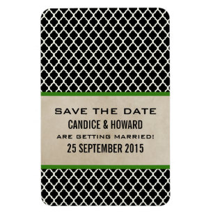 Chic Quatrefoil Save the Date Magnet, Green Magnet