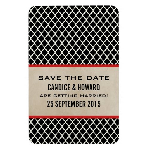 Chic Quatrefoil Save the Date Magnet Red Magnet