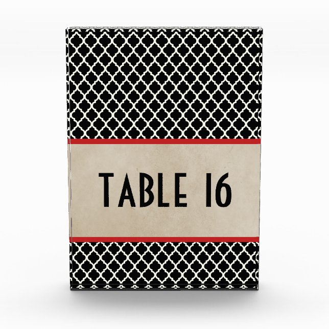 Chic Quatrefoil Sweet 16 Table Number Plaque (Front)