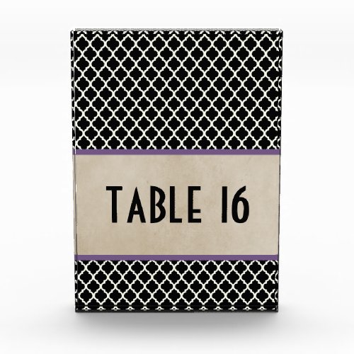 Chic Quatrefoil Sweet 16 Table Number Plaque