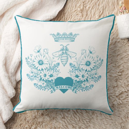 Chic Queen Bee  Crown Bee Throw Pillow