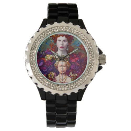 Chic Queen Elizabeth II Royal Blue and Red Watch