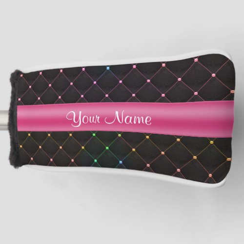 Chic Quilted Pink Black Colorful Personalized Golf Head Cover
