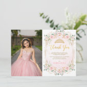 Chic Quinceañera 15th Birthday Thank You Card (Standing Front)