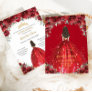 Chic Quinceañera 15th Red Floral Roses Princess  Invitation