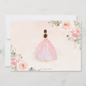 Chic Quinceañera Blush Pink Floral Tiara Birthday  Invitation (Back)