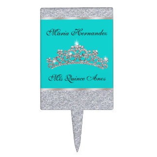 Chic Quinceañera Crown Cake Topper