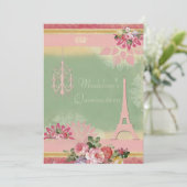 Chic Quinceañera Eiffel Tower and Chandelier Invitation (Standing Front)