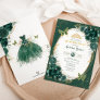 Chic Quinceañera Emerald Green Floral Butterfly Invitation