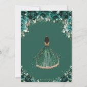 Chic Quinceañera Emerald Green Floral Princess  Invitation (Back)