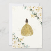 Chic Quinceañera Ivory White Floral Gold Princess  Invitation (Back)
