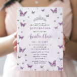 Chic Quinceañera Purple Lilac Butterflies Silver Invitation<br><div class="desc">Personalize this lovely quinceañera / sweet 16 / birthday invitation with own wording easily and quickly,  simply press the customize it button to further re-arrange and format the style and placement of the text.  Matching items available in store!  (c) The Happy Cat Studio</div>