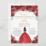 Chic Quinceañera Red Floral Dama Proposal Request Invitation