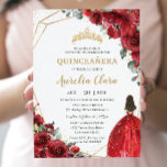Chic Quinceañera Red Roses Flowers Floral Princess Invitation<br><div class="desc">Personalize this lovely quinceañera invitation with own wording easily and quickly,  simply press the customize it button to further re-arrange and format the style and placement of the text.  Matching items available in store!  (c) The Happy Cat Studio</div>