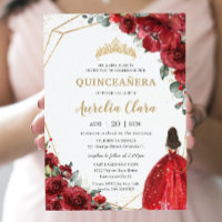Chic Quinceañera Red Roses Flowers Floral Princess