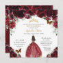 Chic Quinceañera Rich Burgundy Red Floral Princess Invitation