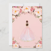 Chic Quinceañera Soft Blush Floral Princess  Invitation (Back)