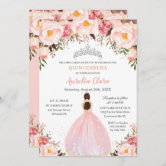 Floral Princess Crown Quinceanera Invitation