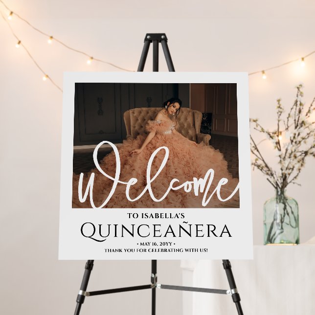 Chic Quinceañera Welcome Photo 15th Birthday Party Foam Board (In Situ (Stand))