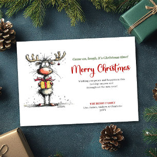 Chic Quirky Reindeer Christmas Greeting Card