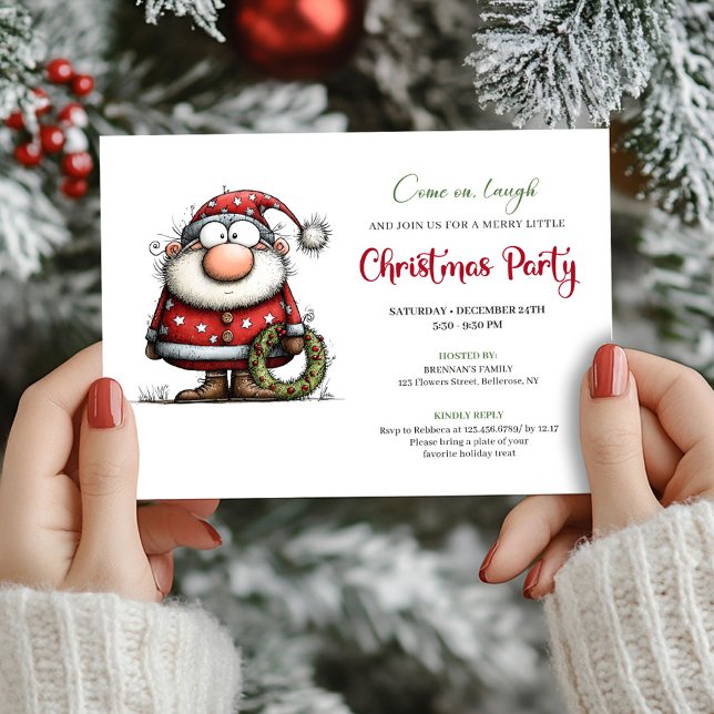 Chic Quirky Santa Claus Cartoon Party Invitation (Chic Quirky Santa Claus Cartoon Party Invitation)