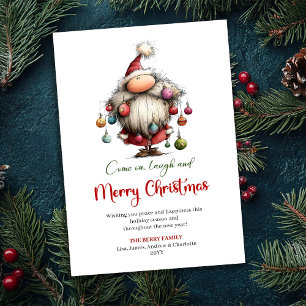 Chic Quirky Santa Playful Watercolor Greeting Card