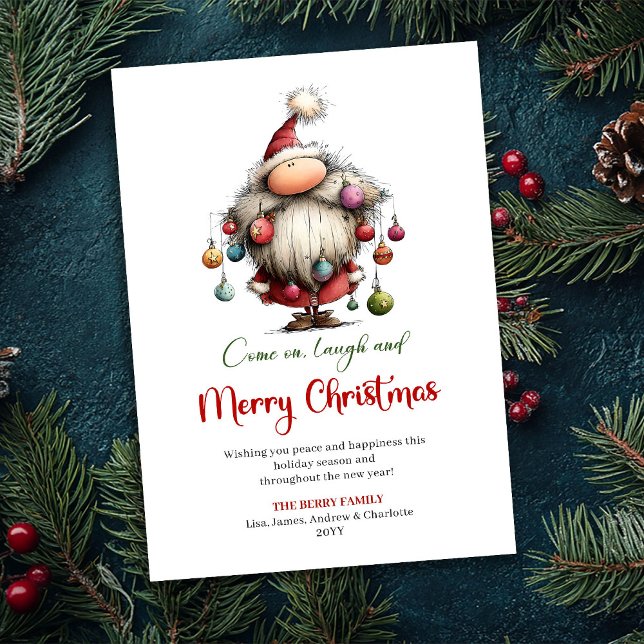 Chic Quirky Santa Playful Watercolor Greeting Card (Chic Quirky Santa Playful Watercolor Greeting Card)